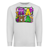 Dove Grey Mardi Gras leopard frame mama Mother's Day Premium Sweatshirt - LillyAllenDesigns