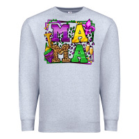 Heather Grey Mardi Gras leopard frame mama Mother's Day Premium Sweatshirt - LillyAllenDesigns