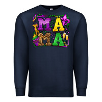 Navy Mardi Gras leopard frame mama Mother's Day Premium Sweatshirt - LillyAllenDesigns