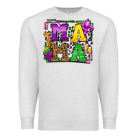 Oatmeal Heather Mardi Gras leopard frame mama Mother's Day Premium Sweatshirt - LillyAllenDesigns