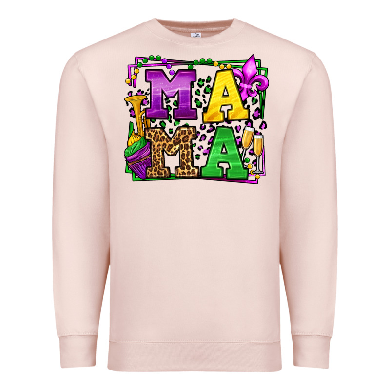 Mardi Gras Leopard Frame Mama Mother's Day Premium Sweatshirt by LillyAllenDesigns | Teevron
