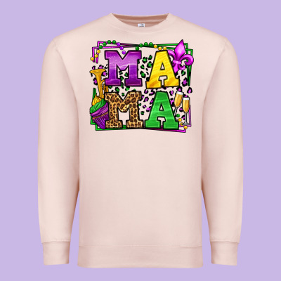 Mardi Gras Leopard Frame Mama Mother's Day Premium Sweatshirt Designed By Lillyallendesigns