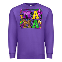 Purple Mardi Gras leopard frame mama Mother's Day Premium Sweatshirt - LillyAllenDesigns