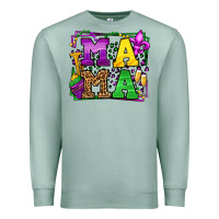 Seafoam Mardi Gras leopard frame mama Mother's Day Premium Sweatshirt - LillyAllenDesigns