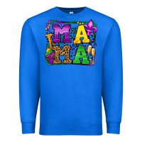 True Royal Mardi Gras leopard frame mama Mother's Day Premium Sweatshirt - LillyAllenDesigns