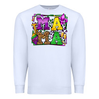 White Mardi Gras leopard frame mama Mother's Day Premium Sweatshirt - LillyAllenDesigns