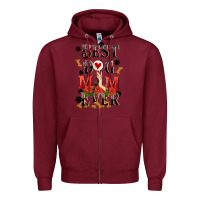 Burgundy Best dog mom ever Mother's Day Zipper Hoodie - FaDigitalArtStudio