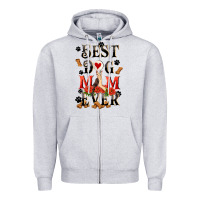 Heather Grey Best dog mom ever Mother's Day Zipper Hoodie - FaDigitalArtStudio