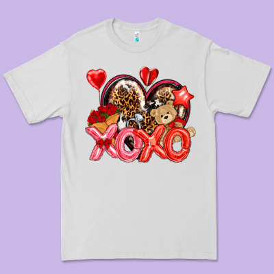 Xo Xo With Leopard And Cowhide Heart Premium Tee Designed By Nancycooperartshop