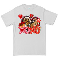 Dove Grey xo xo with leopard and cowhide heart Premium Tee - NancyCooperArtShop