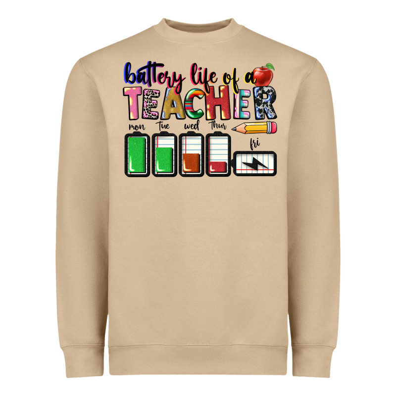 Battery Life Of A Teacher Heavyweight Sweatshirt by CowGirlArtShop | Teevron