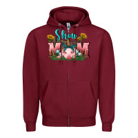 Burgundy Show mom pig Mother's Day Zipper Hoodie - FaDigitalArtStudio