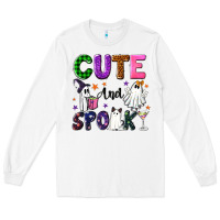 White Cute and spooky Long Sleeve Tee - NancyCooperArtShop