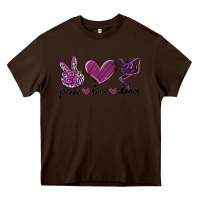 Chocolate Brown peace love dance Heavy Core Tee - MaliasSmallBusiness