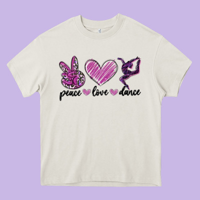 Peace Love Dance Heavy Core Tee Designed By Maliassmallbusiness