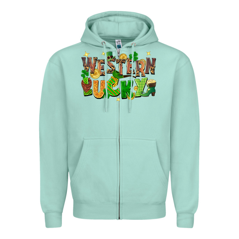 Western Lucky St. Patricks Day Zipper Hoodie by FaDigitalArtStudio | Teevron