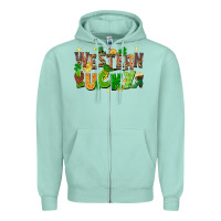 Seafoam western lucky St. Patricks Day Zipper Hoodie - FaDigitalArtStudio