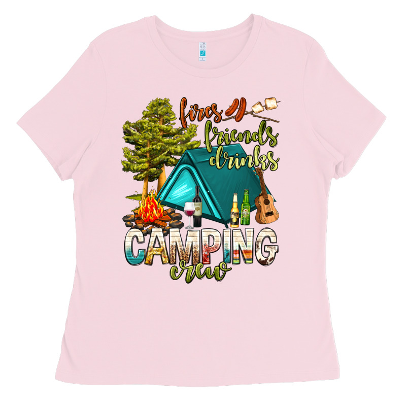 Fires Friends Drinks Camping Crew Ladies Tee by NancyCooperArtShop | Teevron