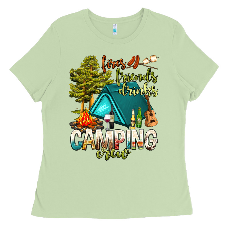 Fires Friends Drinks Camping Crew Ladies Tee by NancyCooperArtShop | Teevron