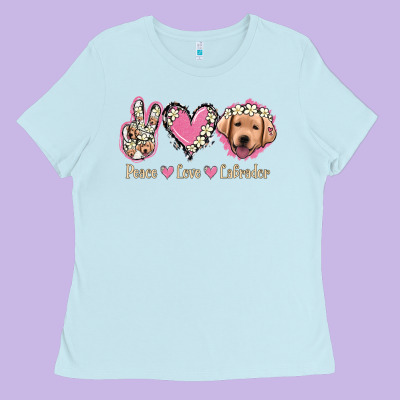 Peace Love Labrador Ladies Tee Designed By Jasminsmagicworld