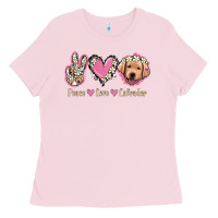 Bubblegum Pink Peace Love Labrador Ladies Tee - Jasminsmagicworld