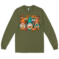 Army Green Thanksgiving gnomes Long Sleeve Tee - NancyCooperArtShop