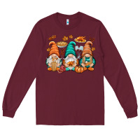 Burgundy Thanksgiving gnomes Long Sleeve Tee - NancyCooperArtShop