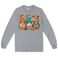 Heather Grey Thanksgiving gnomes Long Sleeve Tee - NancyCooperArtShop