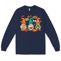 Navy Thanksgiving gnomes Long Sleeve Tee - NancyCooperArtShop