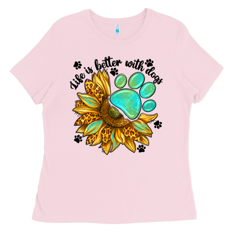 Life Is Better With Dogs Ladies Tee by NancyCooperArtShop | Teevron