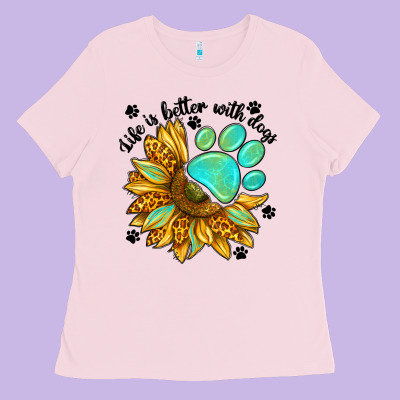 Life Is Better With Dogs Ladies Tee Designed By Nancycooperartshop