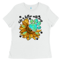 White life is better with dogs Ladies Tee - NancyCooperArtShop