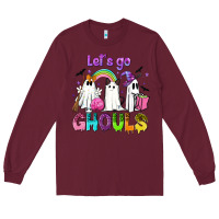 Burgundy Let's go ghouls Long Sleeve Tee - NancyCooperArtShop