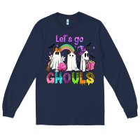 Navy Let's go ghouls Long Sleeve Tee - NancyCooperArtShop