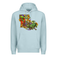 Blue Mist louisiana map with mardi gras crocodile Premium Hoodie - RanaPortraitStore