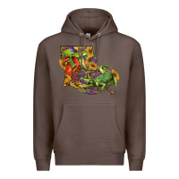 Coffee louisiana map with mardi gras crocodile Premium Hoodie - RanaPortraitStore