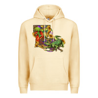 Pina Colada louisiana map with mardi gras crocodile Premium Hoodie - RanaPortraitStore