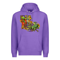 Purple louisiana map with mardi gras crocodile Premium Hoodie - RanaPortraitStore