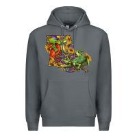 Rock louisiana map with mardi gras crocodile Premium Hoodie - RanaPortraitStore