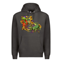Smoke louisiana map with mardi gras crocodile Premium Hoodie - RanaPortraitStore