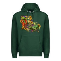 Sports Green louisiana map with mardi gras crocodile Premium Hoodie - RanaPortraitStore