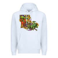 White louisiana map with mardi gras crocodile Premium Hoodie - RanaPortraitStore