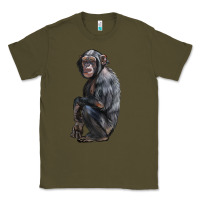 Army Green Chimpanzee Illustrations Classic Tee - LillyAllenDesigns