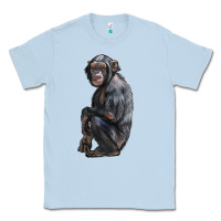 Dusty Blue Chimpanzee Illustrations Classic Tee - LillyAllenDesigns