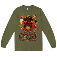 Army Green santas favorite postal worker afro messy bun Long Sleeve Tee - texasbilliewilder