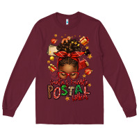 Burgundy santas favorite postal worker afro messy bun Long Sleeve Tee - texasbilliewilder