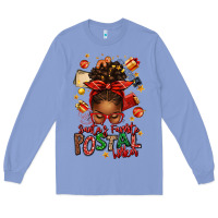 Colony Blue santas favorite postal worker afro messy bun Long Sleeve Tee - texasbilliewilder
