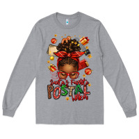 Heather Grey santas favorite postal worker afro messy bun Long Sleeve Tee - texasbilliewilder