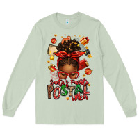Matcha santas favorite postal worker afro messy bun Long Sleeve Tee - texasbilliewilder