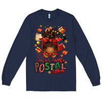 Navy santas favorite postal worker afro messy bun Long Sleeve Tee - texasbilliewilder